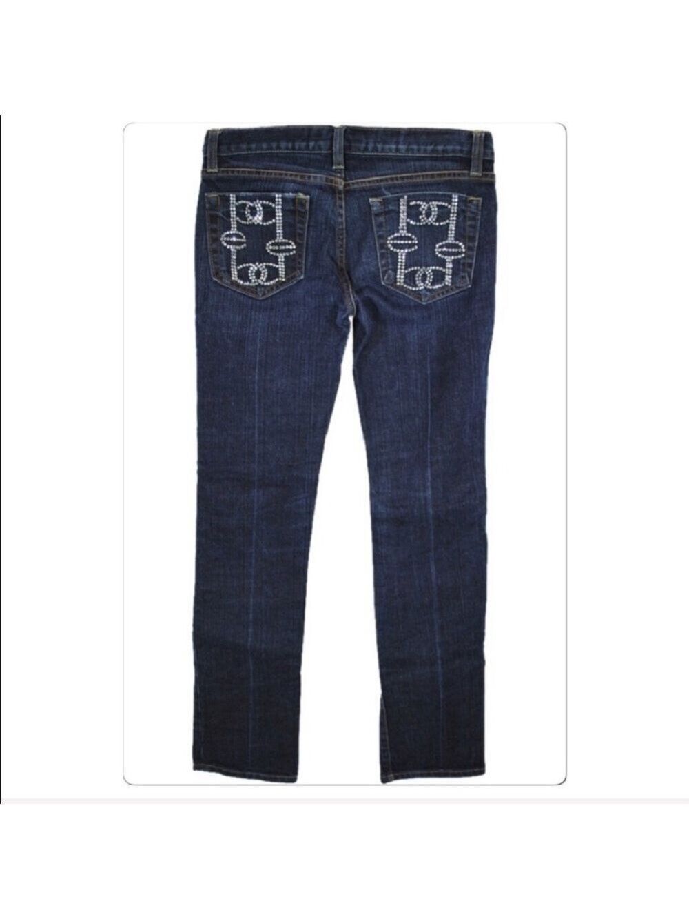 BEBE petite denim bling pocket straight leg jean size 28P